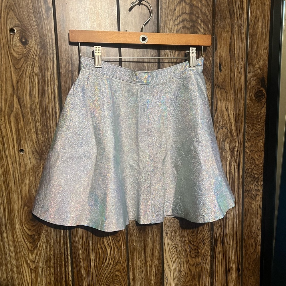American Apparel Leather holographic skater skirt